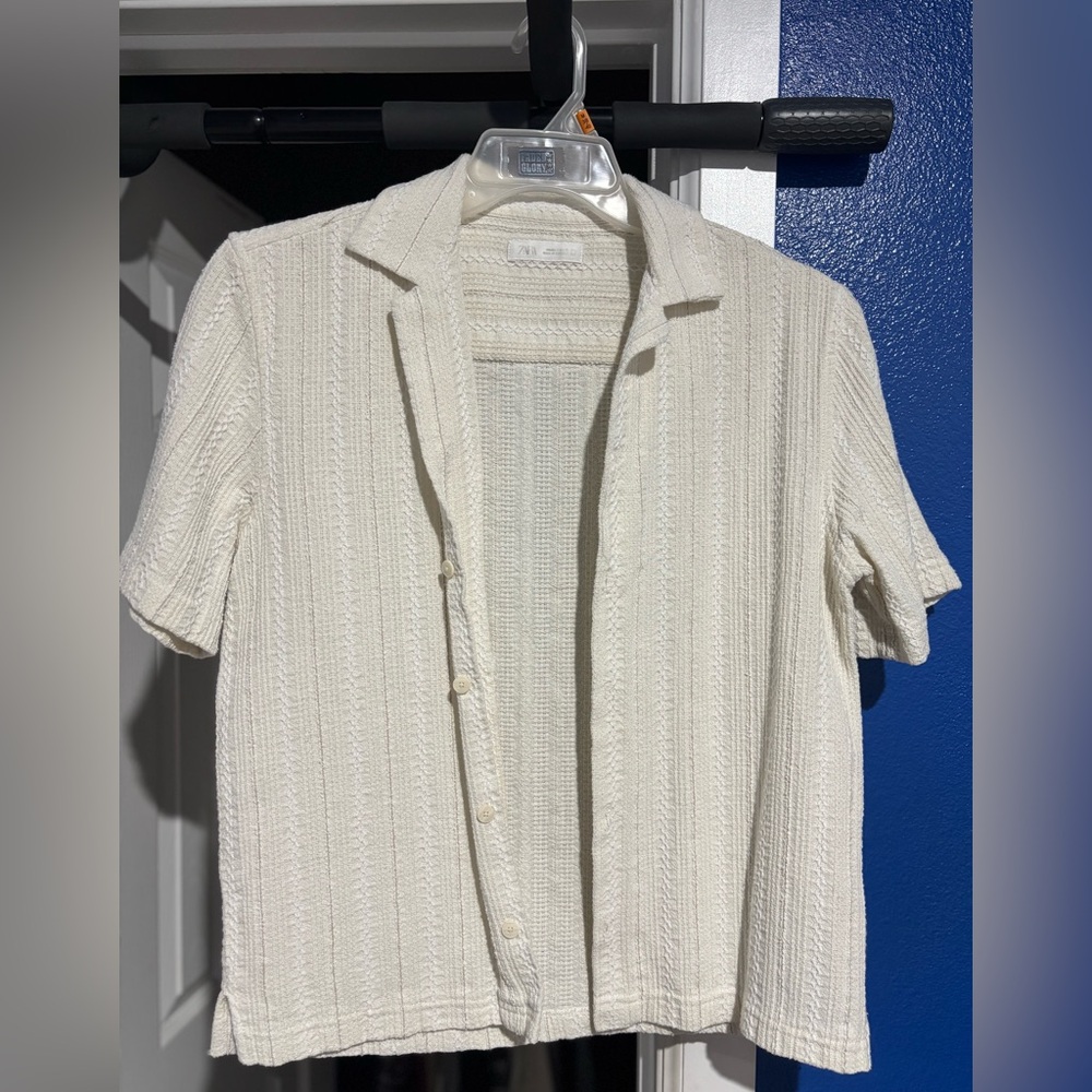 Zara Cream Short Sleeve Linen shirt